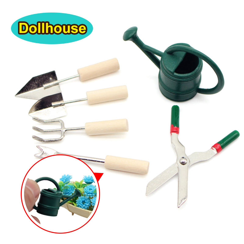 Gardening Tools Bundle - 1/12 Dollhouse Simulation Watering Can Spade
