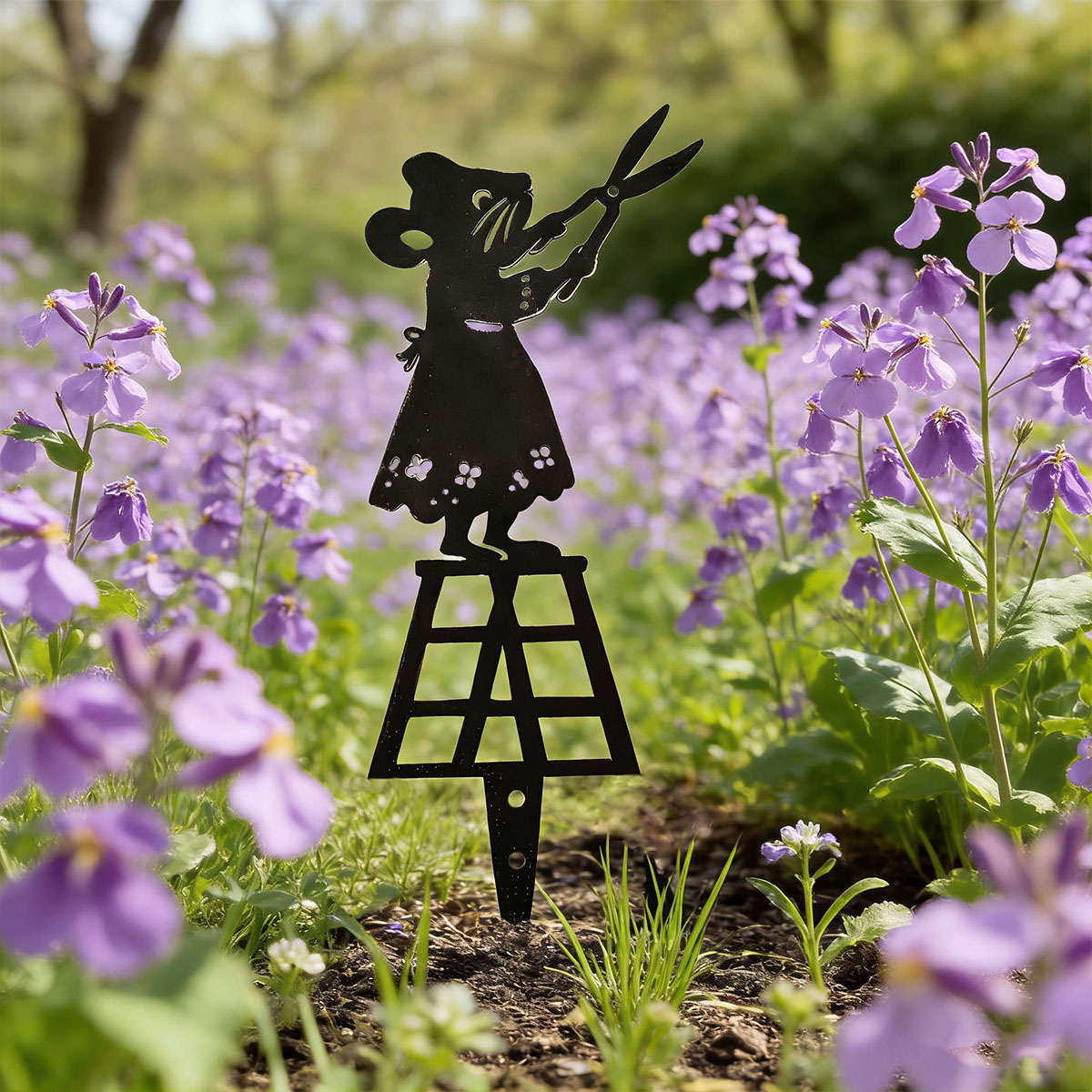 Gardening Tools Basic - Black Silhouette Line Metal Garden Column,